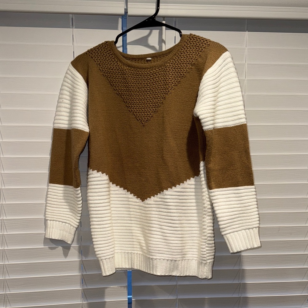 Brown and White Women's Sweater